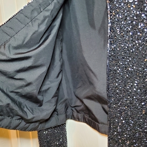 Vintage Cecily Brown Beaded Navy Blue Silk Jacket Sz XL - Picture 6 of 14